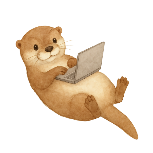 Otter floating on back