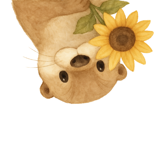 Otter holding flower